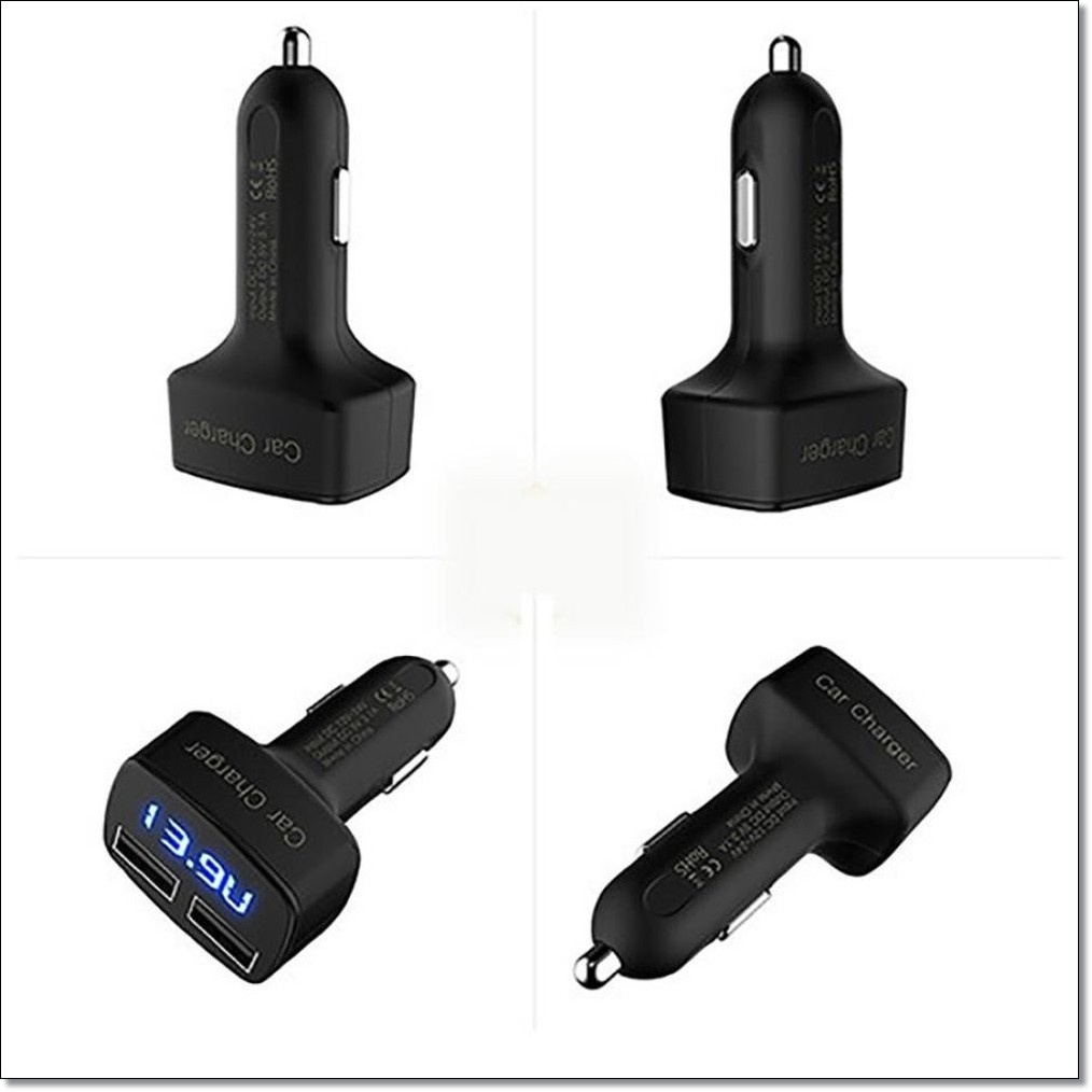 TERMURAH MEDAN HANAISO Car Charger Dual DC5V 3.1A USB With Voltage/Temperature/Current Meter Tester Adapter Digital Display