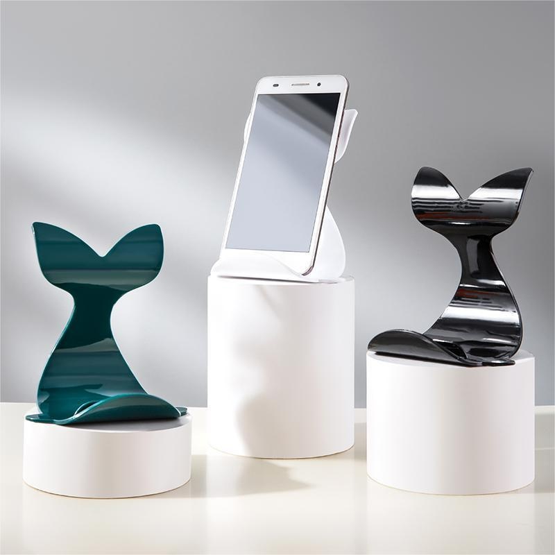 Holder Desktop Bentuk Ikan Paus Lucu Untuk Ponsel/Braket Meja Bahan Plastik Warna Murni Dukungan Smartphones