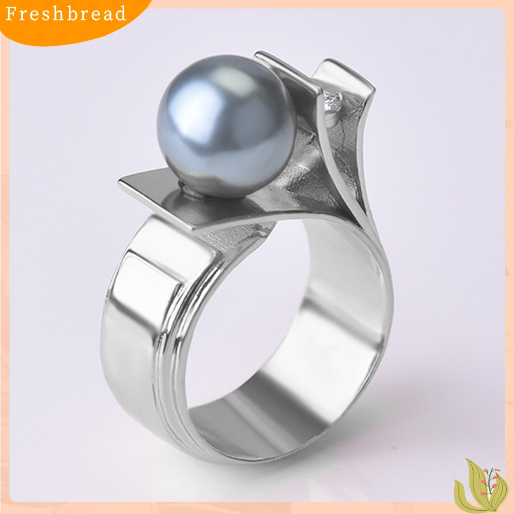 {In Stock} Fashion Wanita Mutiara Imitasi Berlian Imitasi Bertatahkan Jari Cincin Hadiah Perhiasan Pernikahan