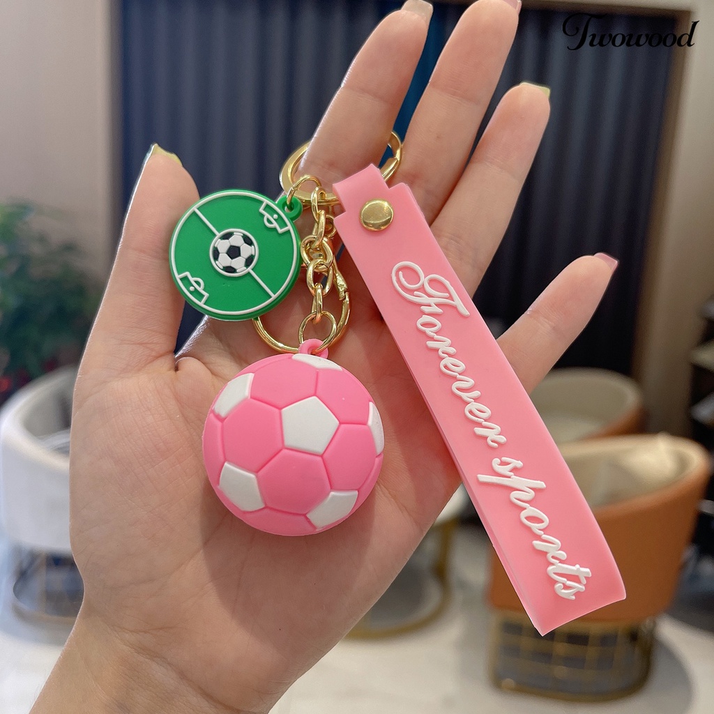 Twowood Football Keychain Metal Buckle Soft PVC Lovely Keyholder Ornamen Portable Kartun Gantungan Kunci Tas Liontin Aksesoris Souvenir Hadiah