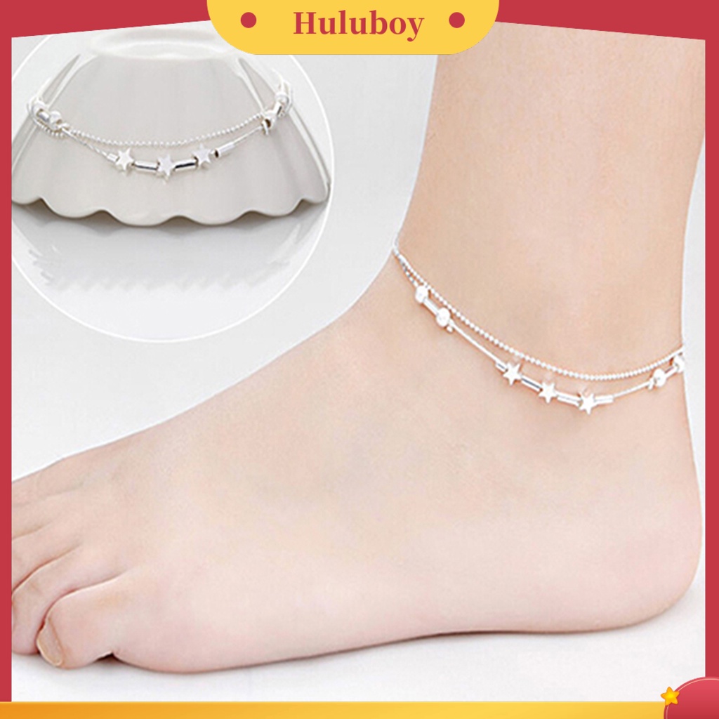 {Ready Stock} Gelang Kaki Indah Adjustable Wanita Bintang Hati Manik-Manik Liontin Kaki Gelang Untuk Belanja