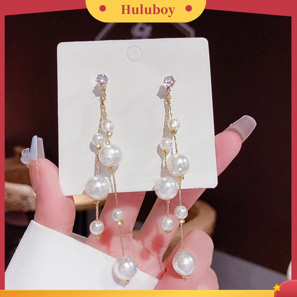 {Ready Stock} 1pasang Ikatan Simpul Bentuk Berlian Imitasi Bersinar Lady Earrings Heart Mutiara Imitasi Rumbai Menjuntai Earrings Perhiasan Aksesori