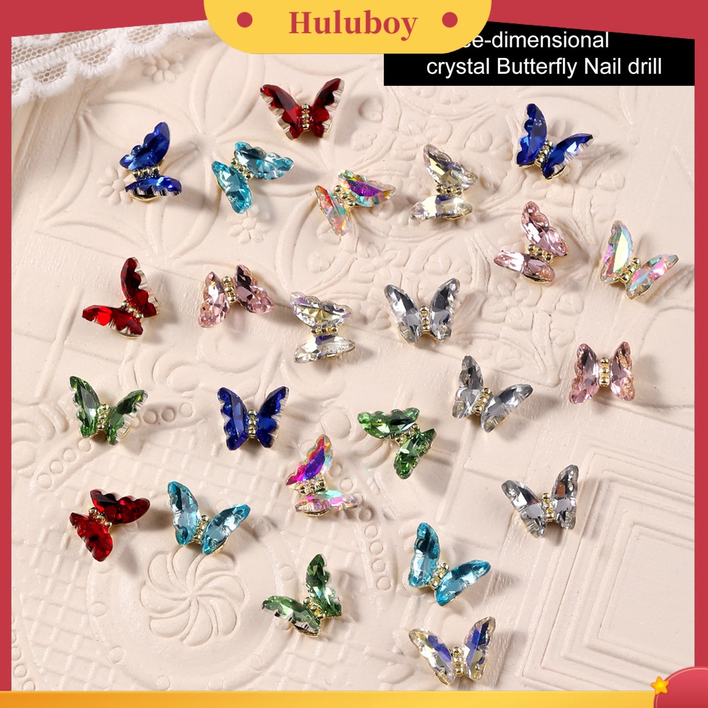 {In Stock} 10Pcs Nail Art Decor Bersinar Tiga Dimensi Gloss Tidak Luntur DIY Kristal Imitasi Manicure Craft Butterfly Nail Charm Nail Salon Supply