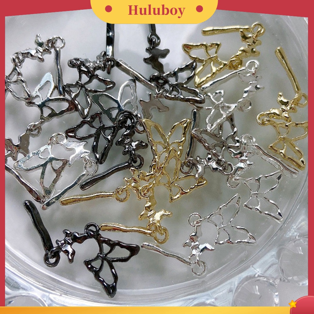 {In Stock} 10Pcs Nail Art Pendant Tiga Dimensi Ins Style Gloss DIY Tahan Karat Mid-length 3-bagian Kupu-Kupu Liontin Dekorasi Kuku Perlengkapan Kuku