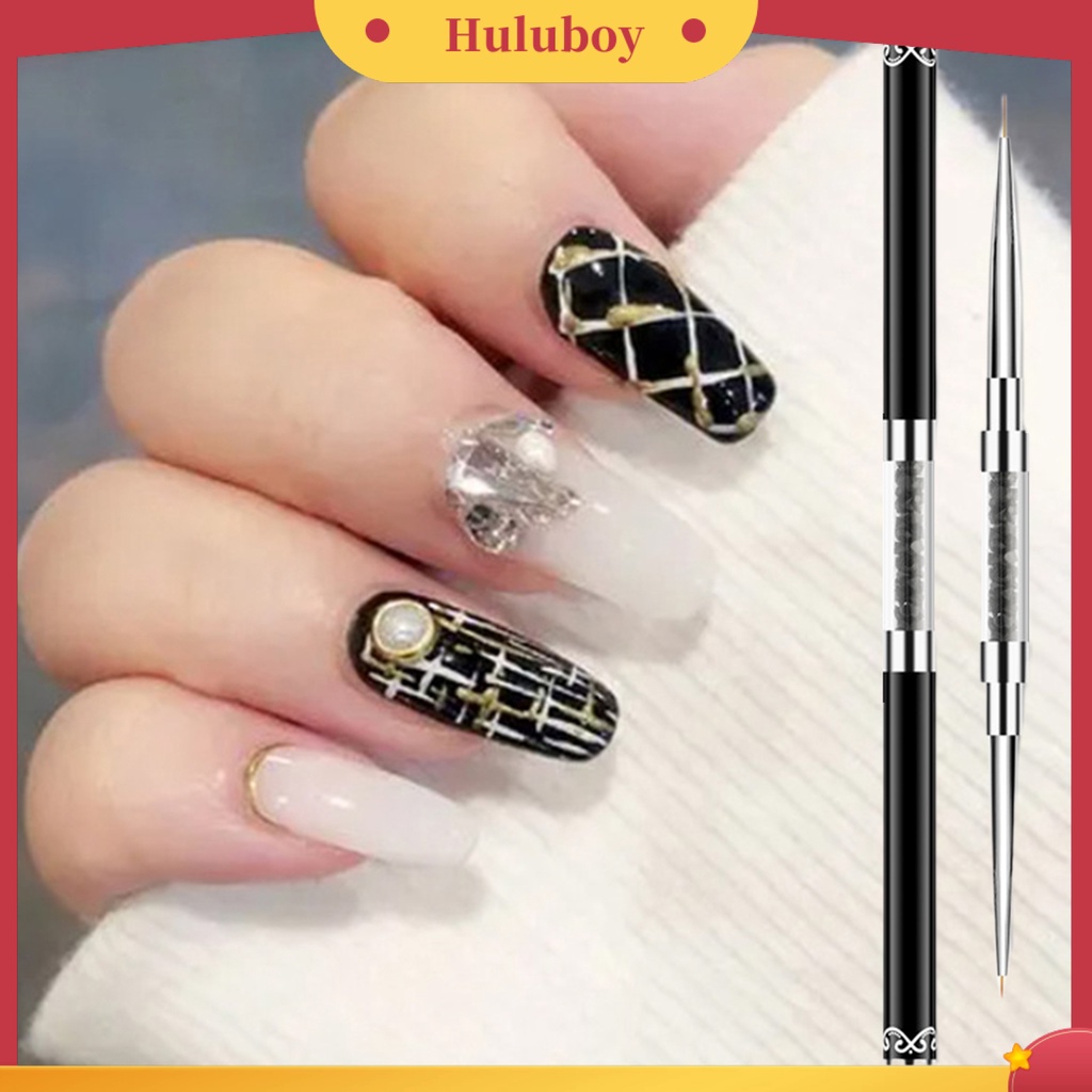 {In Stock} 9mm 11mm Nail Art Brush Double Head Rhinestone Handle Manicure Alat Lukisan Nail Art UV Gel Brush Pen Perlengkapan Kuku