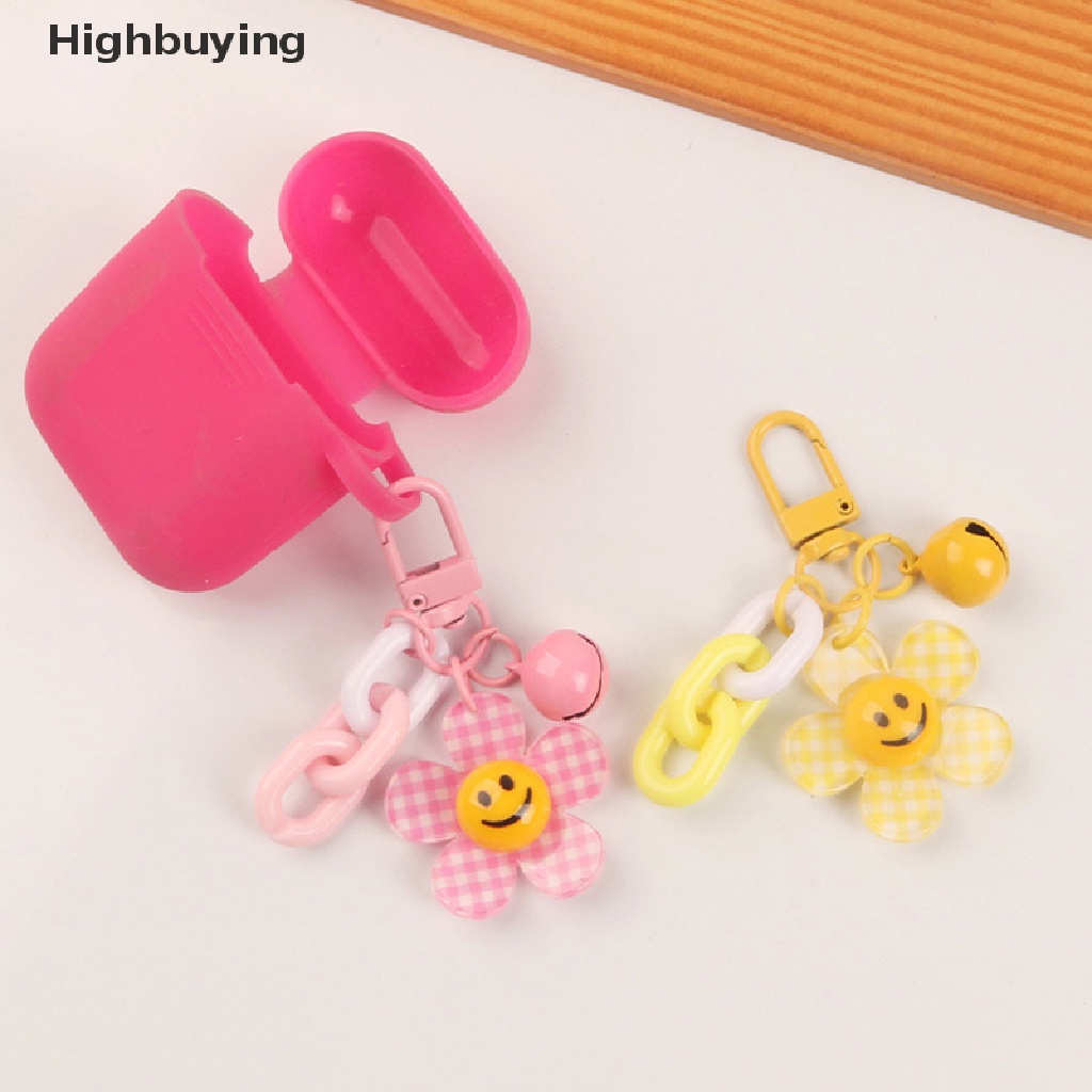 Hbid Lucu Smiley Face Bunga Matahari Warna Kisi Gantungan Kunci Dengan Bell Ransel Kunci Liontin Keyrings Aksesoris Kawaii Key Ring Mainan Pesona Hadiah Ornamen Glory