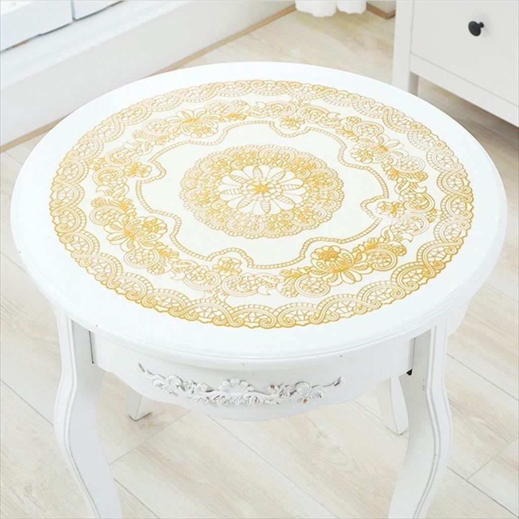 Surprice Taplak Meja Oval Emas/ Taplak Meja Bulat  / Tatakan Piring Meja Makan / Alas Piring Cantik / Table Mat Motif Bunga Placemat