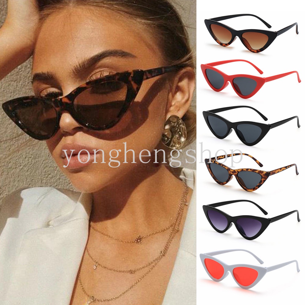 Fashion Vintage Segitiga Mata Kucing Kacamata Hitam Unisex Ins Gaya Canggih Kacamata Matahari Perjalanan UV400 Perlindungan Kacamata Goggles Streetwear Aksesoris