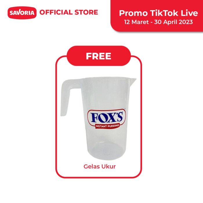 

Paket Isi 2 FOX'S Instant Pudding 2Pcs x 160gr - Gratis Gelas Ukur