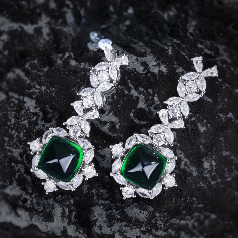 Goldkingdom Fashion Perhiasan Aksesoris Ready Stock Ruby Sugar Tower Cincin Cahaya Mewah Warna-Warni Harta Set Fanta Anting Berlian Emerald Royal Blue Pendant