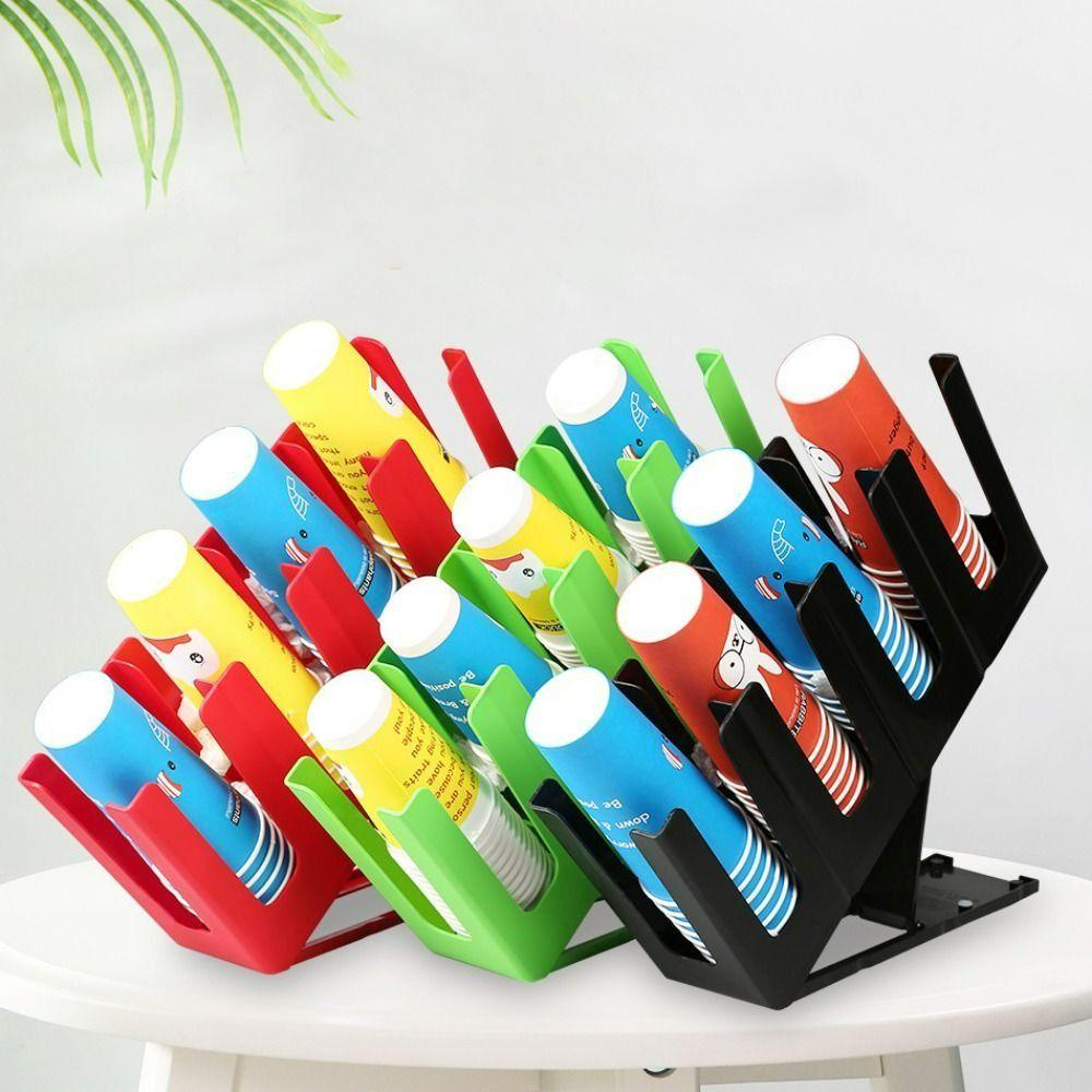 [Elegan] Paper Cup Holder Foldable Multifungsi Rumah Tangga Tahan Lama Plastik Gelas Kopi Organizer