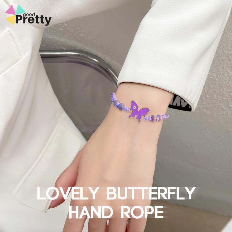 Gelang serut kupu-kupu Adjustable Tali gelang yang dikepang Aksesoris Fashion - PD