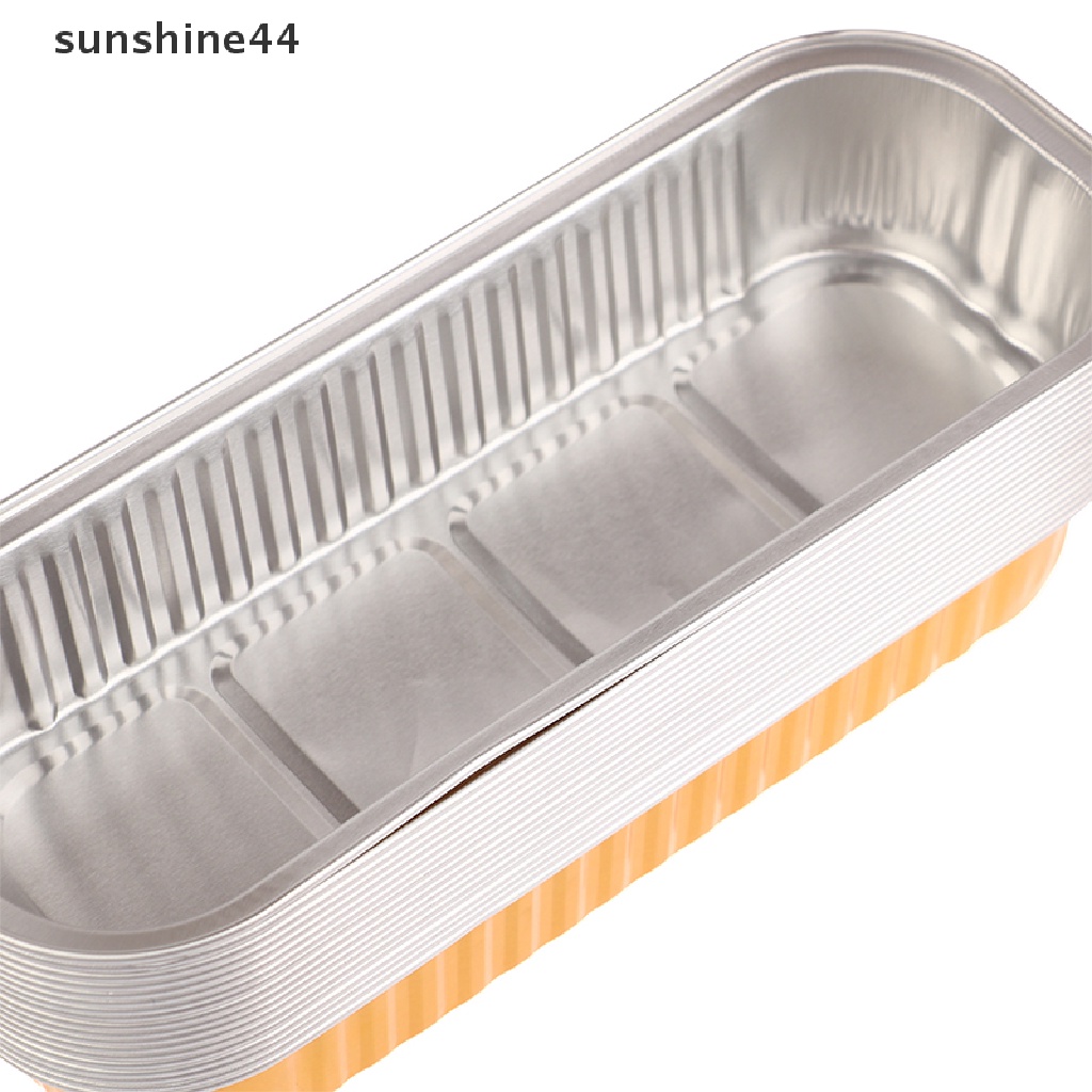 Sunshine 10Pcs Reusable Rectangle Aluminium Foil Tin Cup Dengan Tutup Cetakan Kue Puding ID