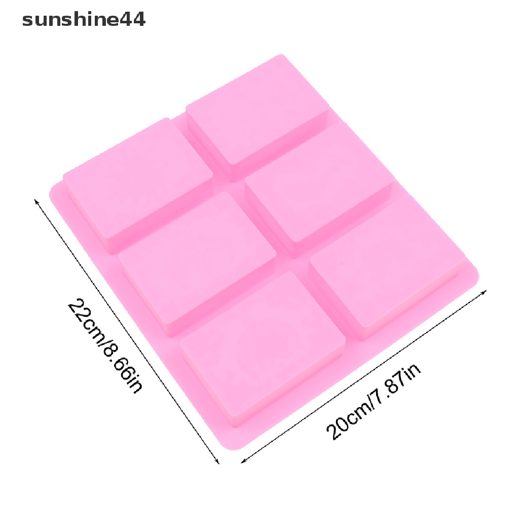 Sunshine 1Pc Cetakan Sabun Silikon Persegi Panjang 6rongga DIY Portable Cake Mold ID