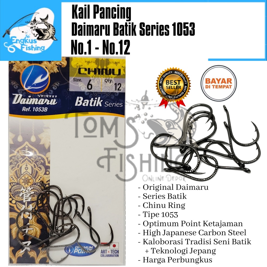 Kail Pancing Daimaru Batik Series 1053 Chinu Ring (No.1 - No.12) Carbon Steel Murah - Engkus Fishing