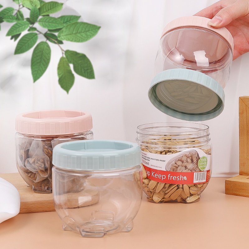 High Quality Cemilan Sealed Storage Jar Plastik Kacang Portable Mini Botol Kecil Teh Portable Makanan Packing Box Organizer Rumah Praktis