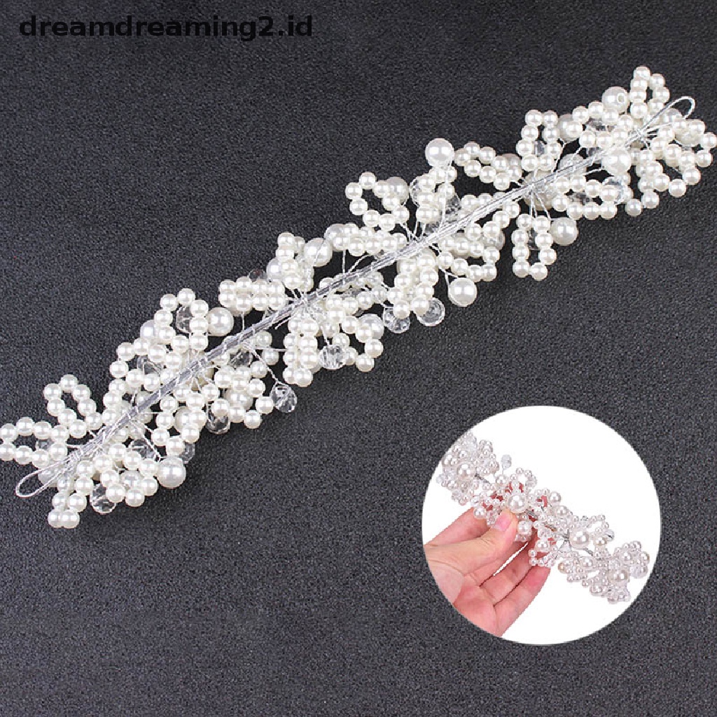 (hot) Bridal Wedding Headband Kristal Bunga Tiara Mahkota Mutiara Berlian Imitasi Rambut Band//