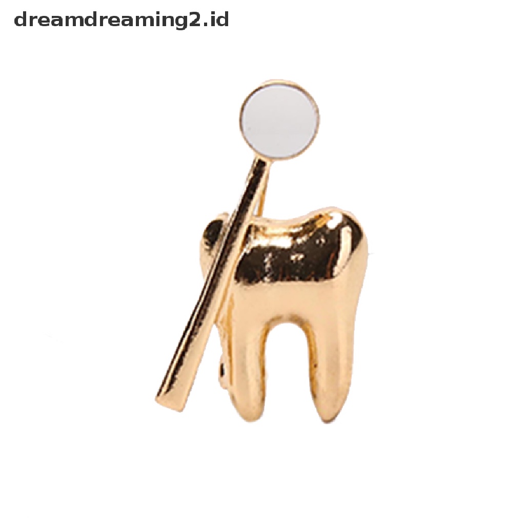 (hot) Klasik Mode Golden Tooth Bentuk Bros Pin Kerah Ransel Lencana Perhiasan Hadiah//