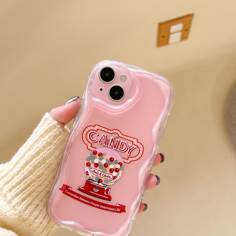 Untuk iPhone Case14 13 12 11 Pro Max Pink Wavy border Anti-drop preservation case