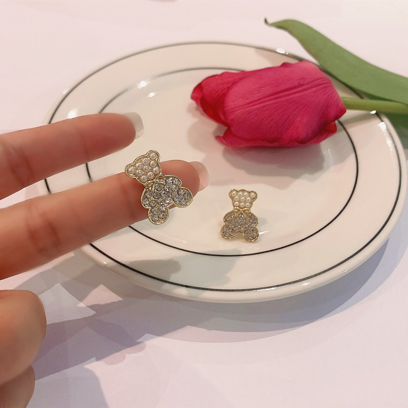 RRNS 191 Anting Hijab Wanita Tusuk Mutiara Kristal Women Earrings Korea Aksesoris Fashion