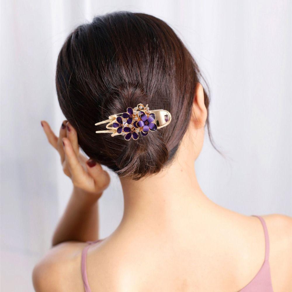 Needway Wanita Hiasan Kepala Trendy Vintage Kepiting Klip Styling Untuk Ibu Manis Berlian Imitasi Gaya Korea Hair Claw