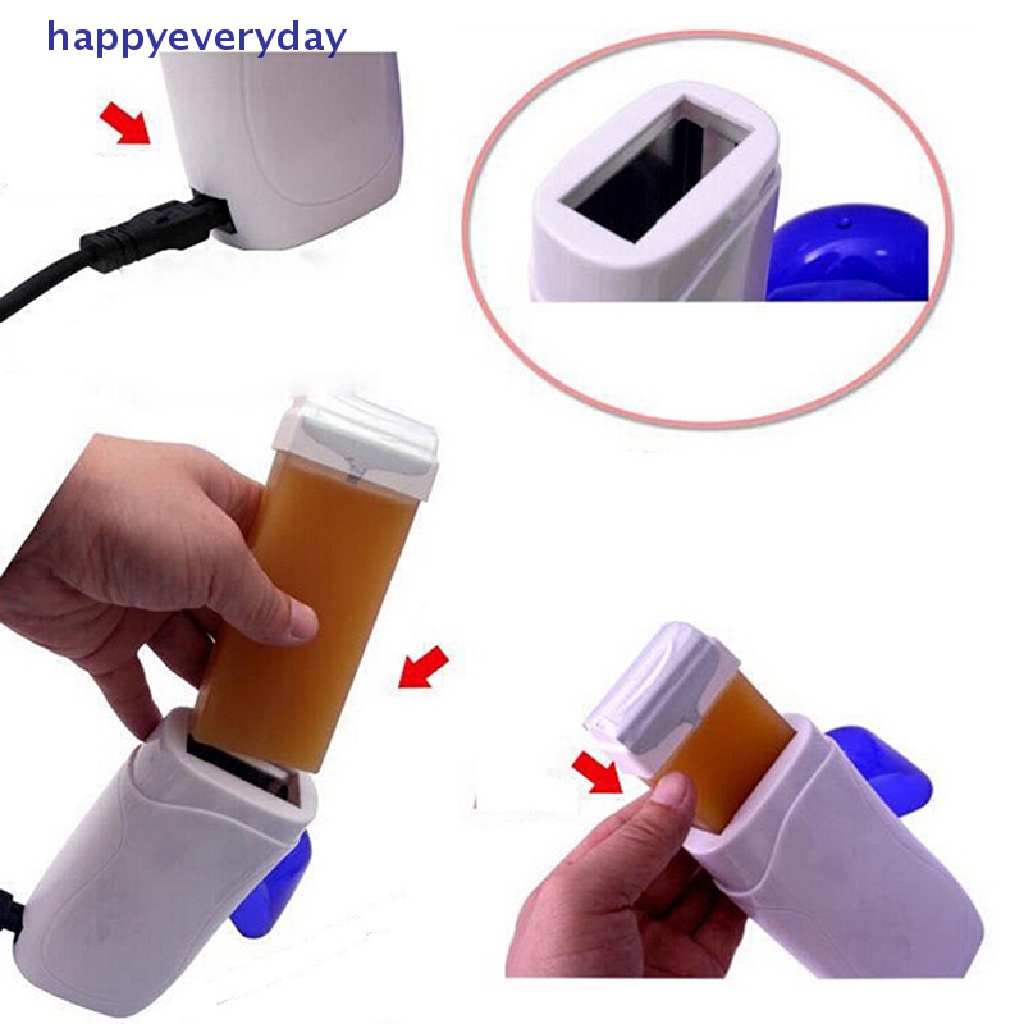 [happy] Roll On Depilatory Wax Heater Salon Waxing Hot Cartridge Penghilang Bulu Penghangat Set [ID]