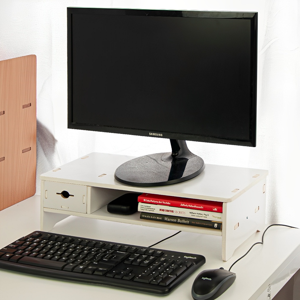 Stand Meja Monitor Rak Susun Laci Penyimpanan Desktop Table Organizer - LC080