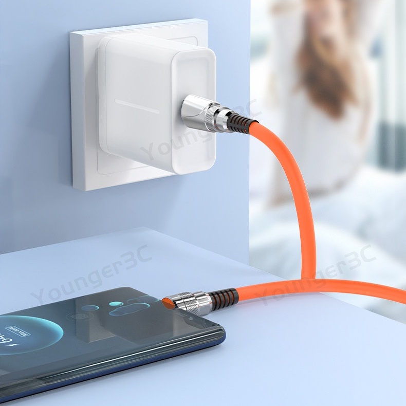 100w Adaptor Ganda Tipe C PD Flash Charging Cable 2In1 Kabel Data Penggunaan Ganda Kecepatan Tinggi 6A Jalur Pengisian Super Cepat Untuk ios Tipe C