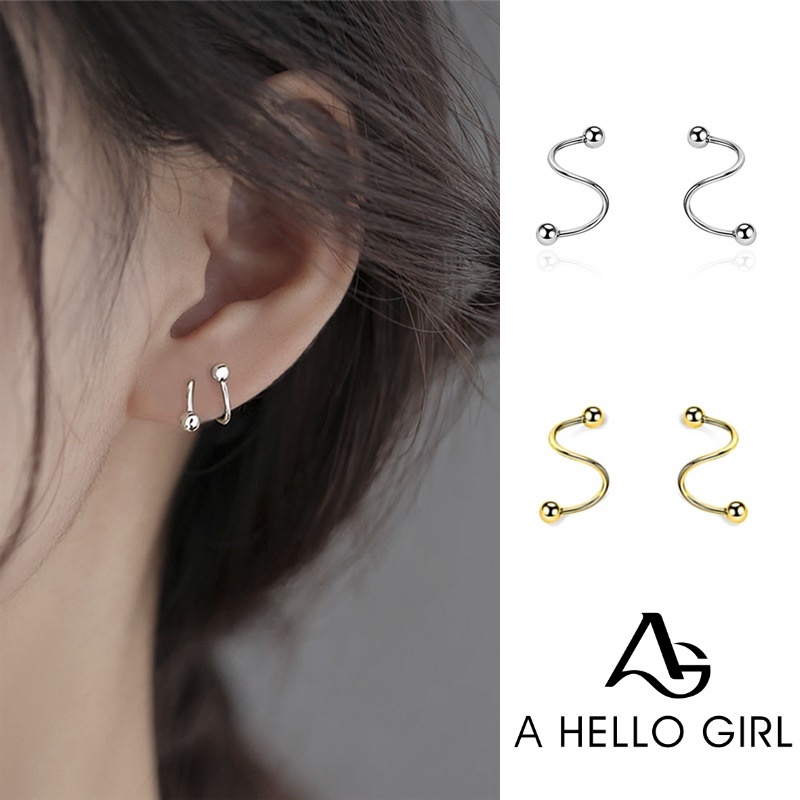 S925 Anting Bentuk Spiral Gaya Retro Untuk Wanita