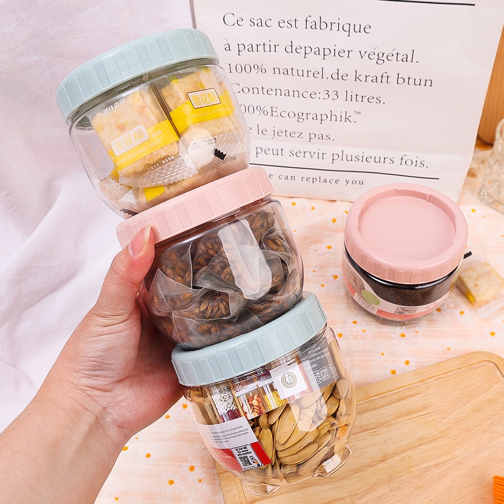 [Unggulan] Stackable Snacks Bottling Sealed Can Snacks Sealed Jar Household Storage Organizer Kotak Penyimpanan Permen Kacang Kering Wadah Makanan Travelling Portabel