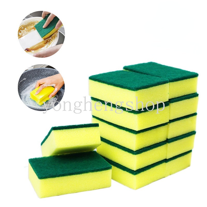 1/5pcs Spons Pembersih Dua Sisi Spons Cuci Piring Lap Panci Wajan Sikat Cuci Piring Pembersih Mangkok Scouring Pads Kitchen Cleaning Cloth Scrub Brushes