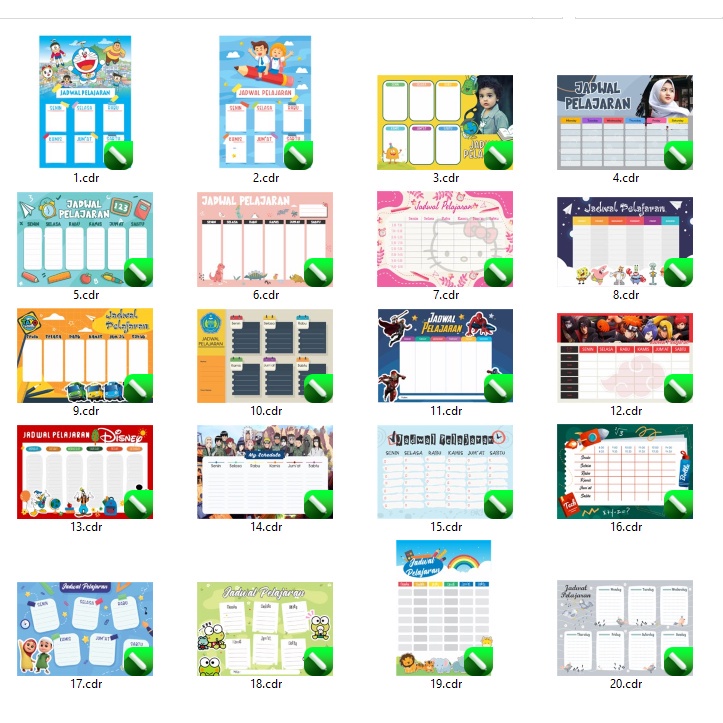 20 Desain Jadwal Palajaran CorelDraw v21
