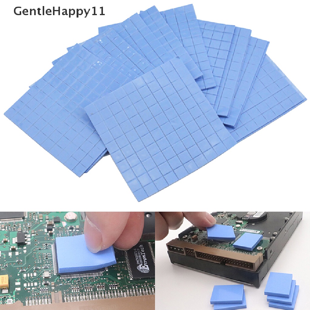 Gentlehappy 100Pcs 10 * 10 * 0.5mm Thermal Pad GPU CPU Heatsink Pendingin Konduktif Silikon Pad id