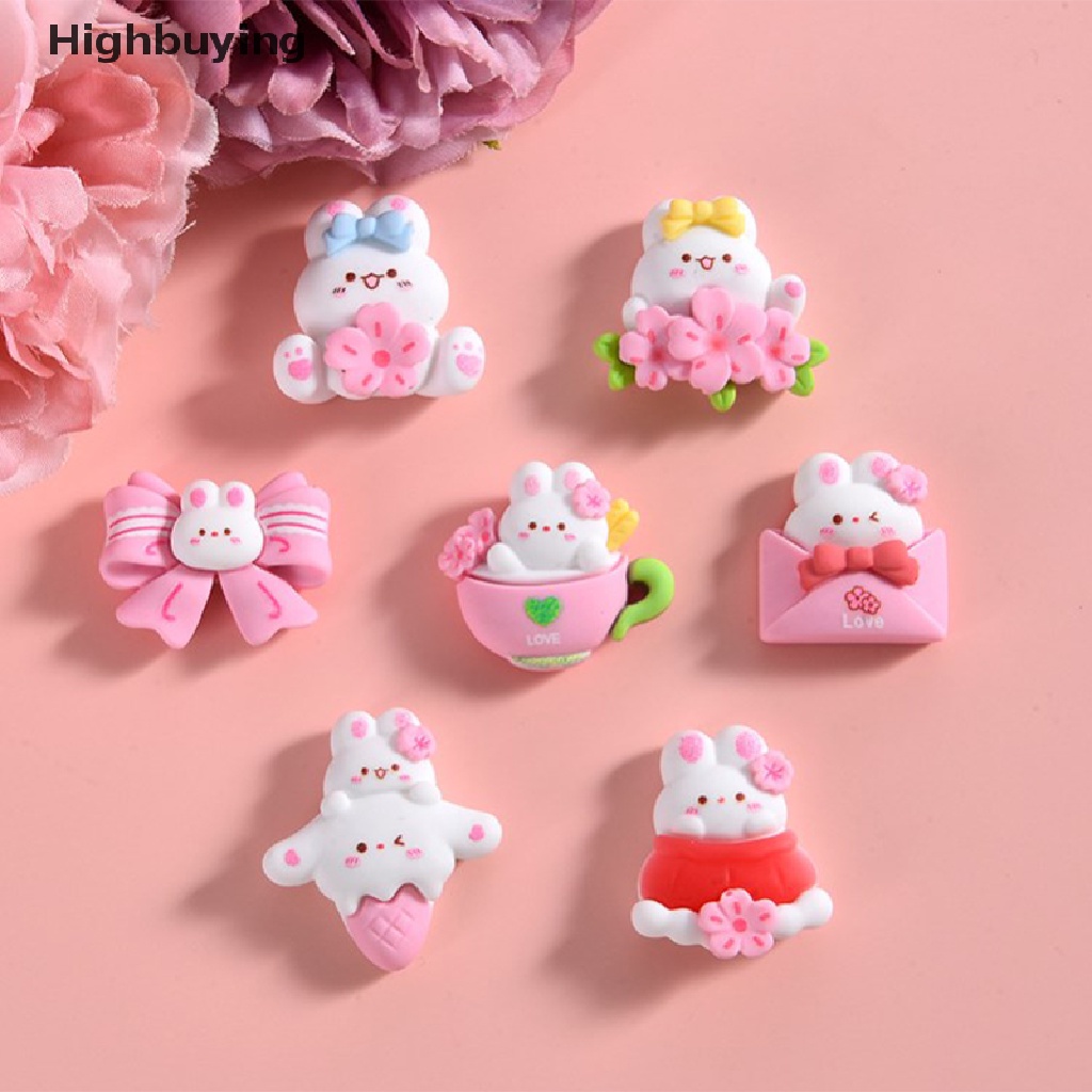 Hbid 5pcs Baru Lucu Kawaii Resin Mini Kartun Pink Cherry Blossom Datar Kembali Cabochon Glory