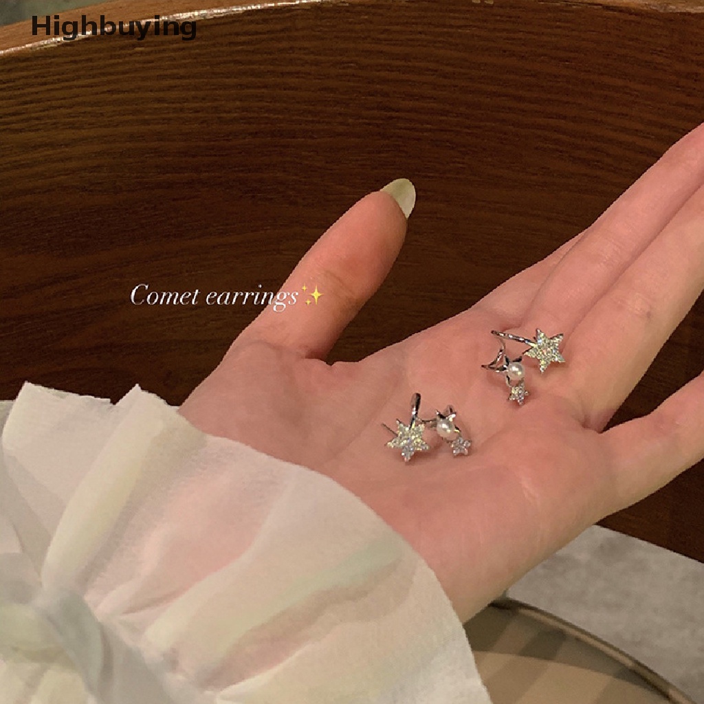 Hbid Manis Keren Y2k Aksesoris Lucu Bintang Pentagram Stud Anting Berlian Imitasi Mengkilap Lucky Star Earings Untuk Wanita Korea Perhiasan Glory