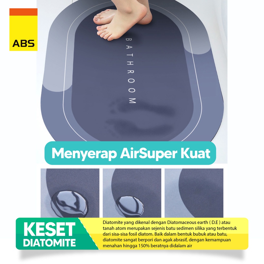 PROMO!!! ABS Keset Diatomite Bundar / Keset Kaki Anti Bau Nyerap Air Anti Bakteri / Keset Batu Kamar Mandi