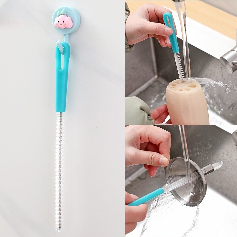 Warna Random Sikat Sedotan Stainless Steel Alat Pembersih Rumah Pipet Halus Tangki Pipa Sikat Reusable Botol Water Cup Straw Cleaning Brush Nylon Spiral Lembut Rambut