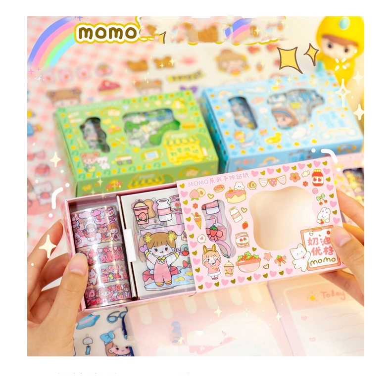 RRNS 204 Sticker Waterproof Sticker Momo Dapat Box 10 Pcs + 4 Roll