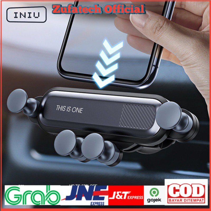 INIU Smartphone Gravity Car Holder Luxury Air Vent - R11 - Silver - 7RRS43SV