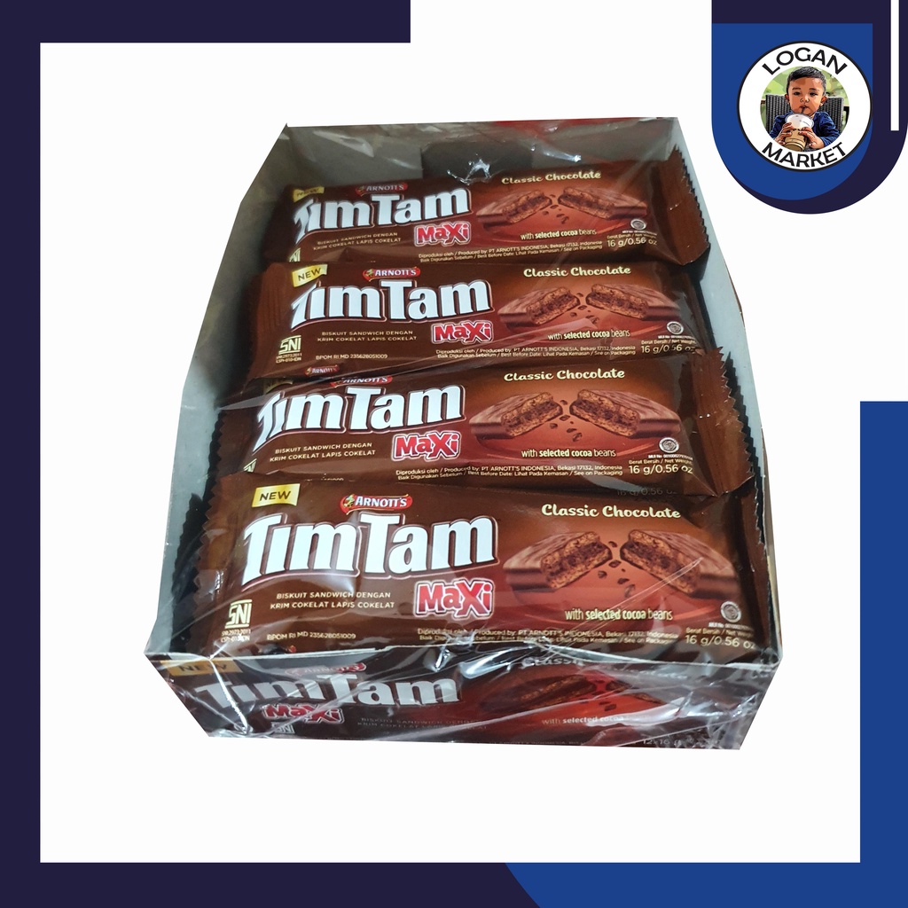 Tim Tam Timtam Maxi Classic Chocolate Coklat Box Isi 12Pcs 12 Pcs 16gram