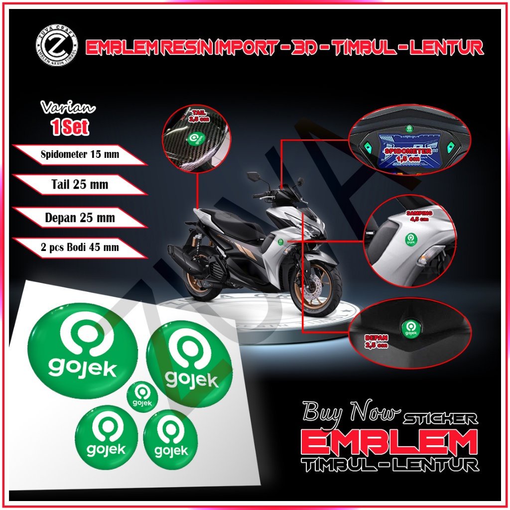 STIKER MOTOR 1 SET STIKER MOTOR LOGO GOJEK STIKER NMAX STIKER AEROX STIKER EMBLEM NMAX AEROX LEXI