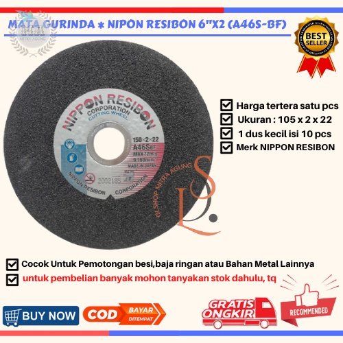 MATA POTONG GURINDA 6 X 2 mm NIPPON RESIBON BATU POTONG GURINDA OLS mata potong batu gerinda 6 X 2 tajam murah