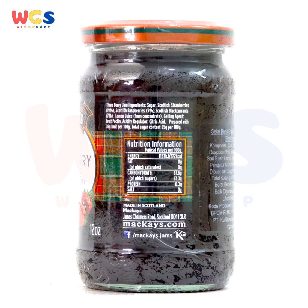 Selai Mackays Scottish Three Berry Preserve Jam 340 gr