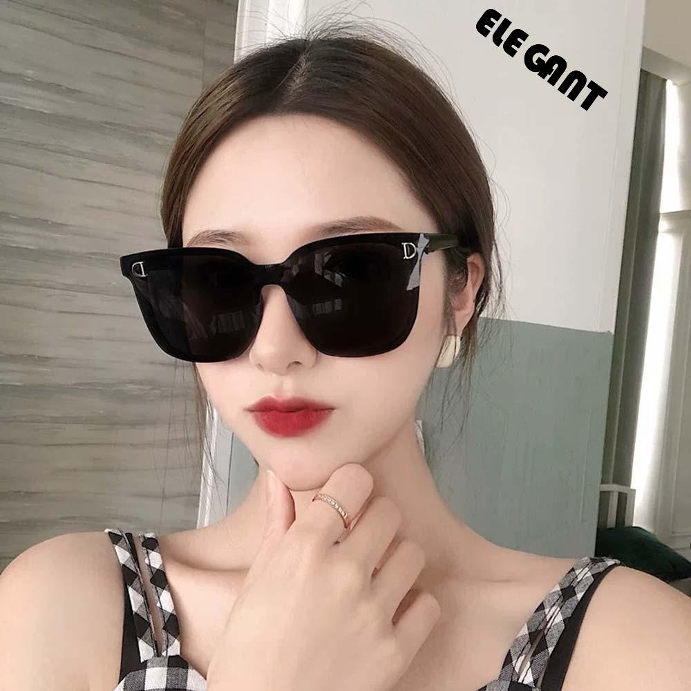 [Elegan] Kacamata Hitam Gadis Vintage Wanita Anti-ultraviolet Eropa Dan Amerika Bingkai Besar Shades