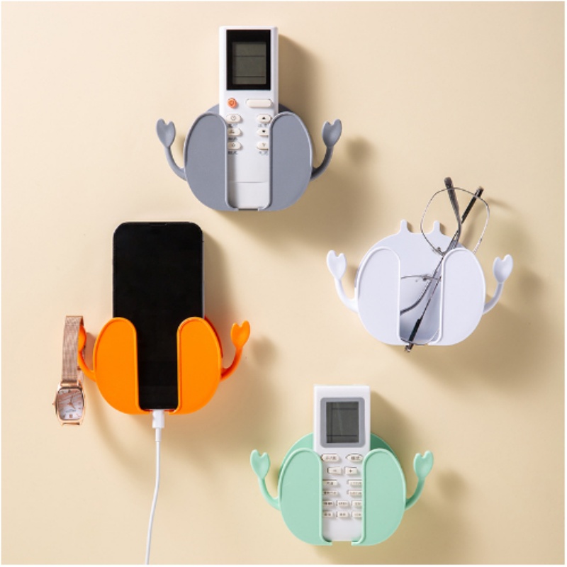 [Unggulan] Remote Control Telepon Bracket Alat Tulis Kosmetik Rak Penyimpanan Kotak Penyimpanan Yang Dipasang Di Dinding Dengan Pengait Kotak Holder Serba Serbi Hemat Ruang Untuk Kantor Asrama Rumah