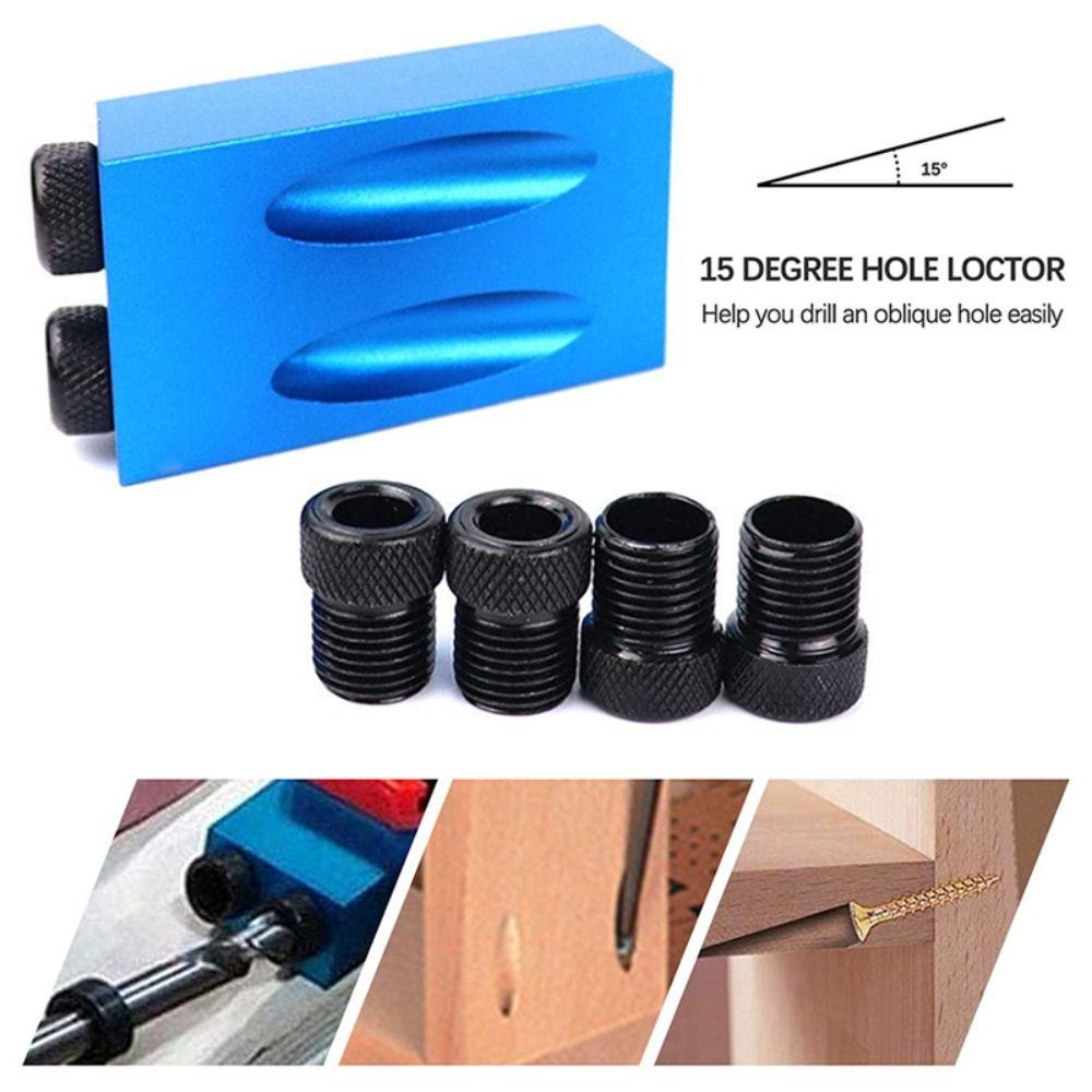 【 ELEGANT 】 Hole Screw Jig Set 7PCS Pocket Hole Punche 15derajat Panduan Bor Joint Angle Locator Alat Tukang Perkakas Jig Kit