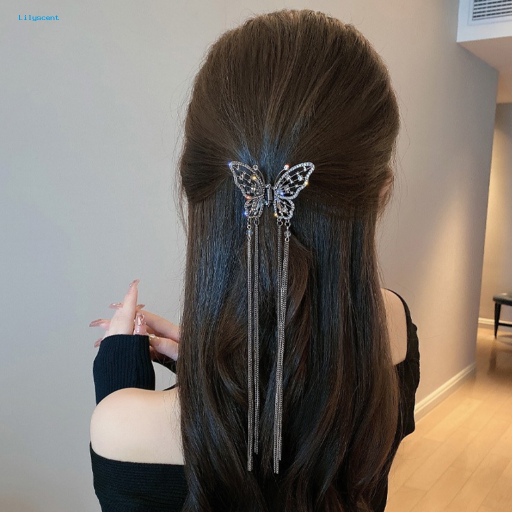 Lilyscent Klip Rambut Ringan Aksesoris Rambut Kupu-Kupu Realistis Lady Hairpin Bentuk Kupu-Kupu