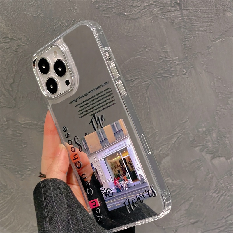 IPHONE Cover Gaya Amerika Cocok Untuk Iphone14 13 12 11 Pro Max Kartu Pemandangan Dilapisi Casing Pelindung Cermin Soft Casing