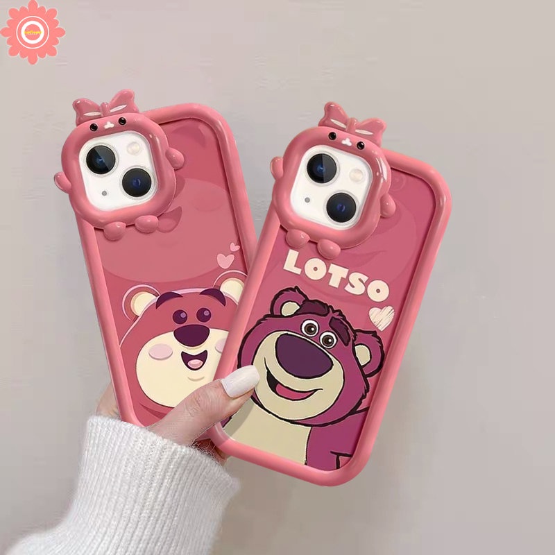 Realme C25 C31 C33 C25Y C11 C35 C12 C30 C21 C25s 9i 5 8Pro 8 9 Pro+9 C15 C20 C21Y 7i 7 5s 5i 6i C17 C3 Kartun Strawberry Bear Manyo Ikatan Simpul Lensa Monster Kecil Pasangan Soft Case