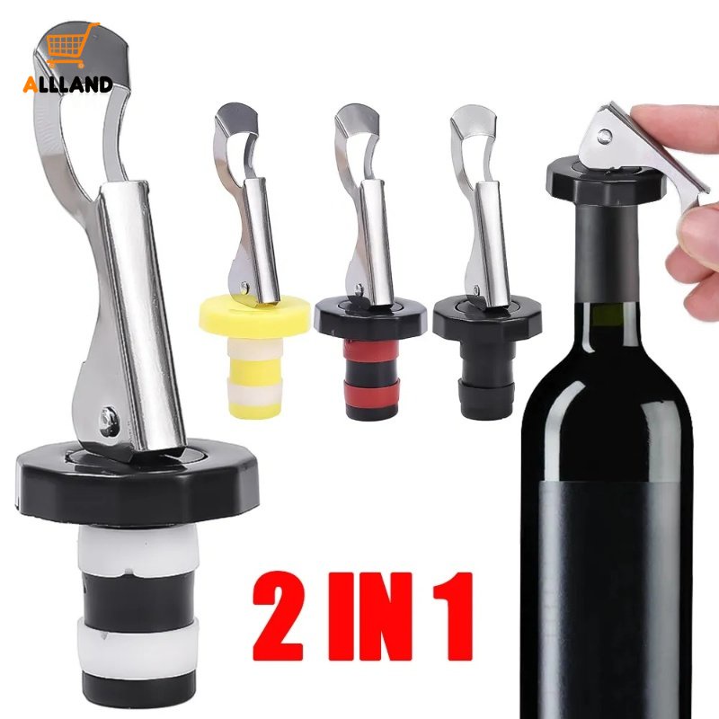 Stopper Botol Wine Stainless Steel 2in1 Reusable/Plug Sealed Vakum Dapur Untuk Botol Champagne Minuman